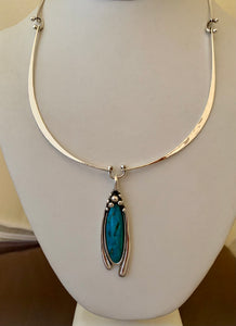 Necklace Sterling Silver with Kingman Turquoise Pendant