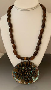 Vintage Abalone Bronze Necklace