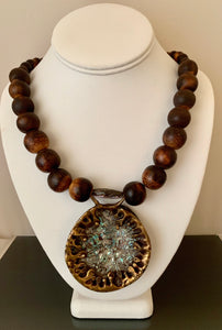 Vintage Abalone Bronze Necklace