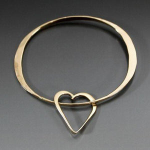 Bronze Oval Shape Bracelet with Heart Dangle - JACK BOYD ART STUDIO and RON BOYD DESIGNS