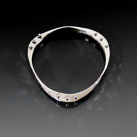 Sterling Silver Large Gauge Triangle Shape Bracelet with Peg Accent - JACK BOYD ART STUDIO and RON BOYD DESIGNS