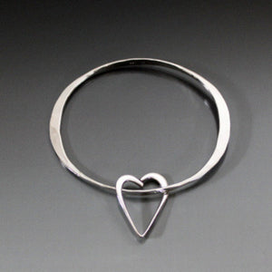 Sterling Silver Oval Shape Bracelet with Heart - JACK BOYD ART STUDIO and RON BOYD DESIGNS