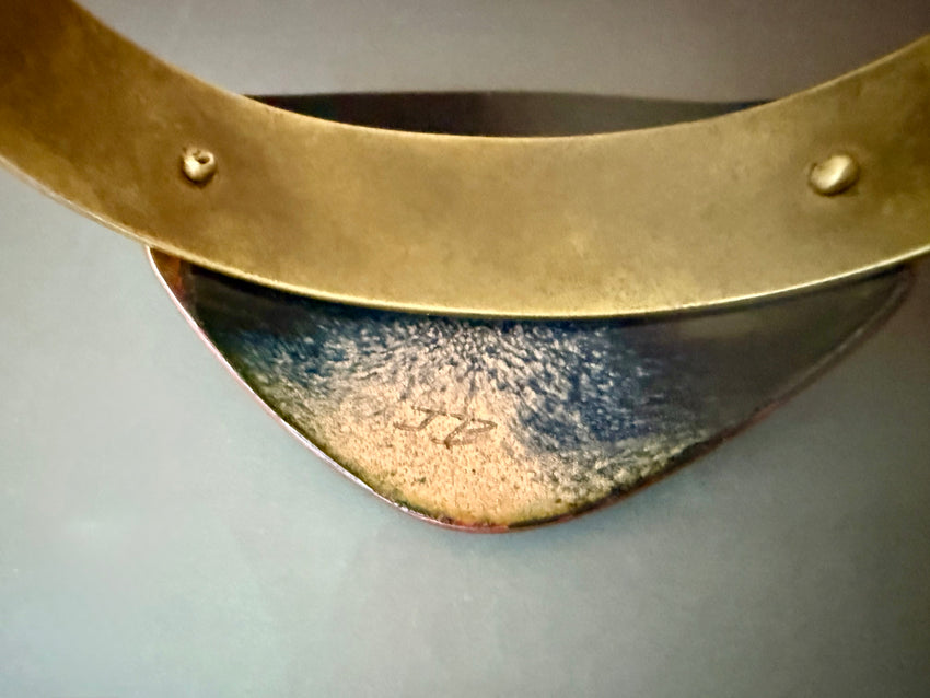 Vintage Enamel and Bronze Cuff Bracelet
