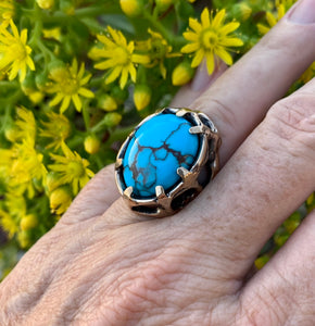 Ring Bronze with Egyptian Turquoise