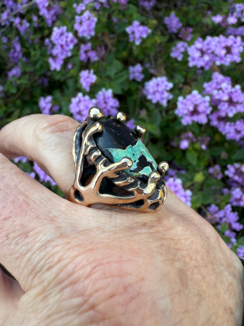 Ring Bronze with Blackjack Turquoise