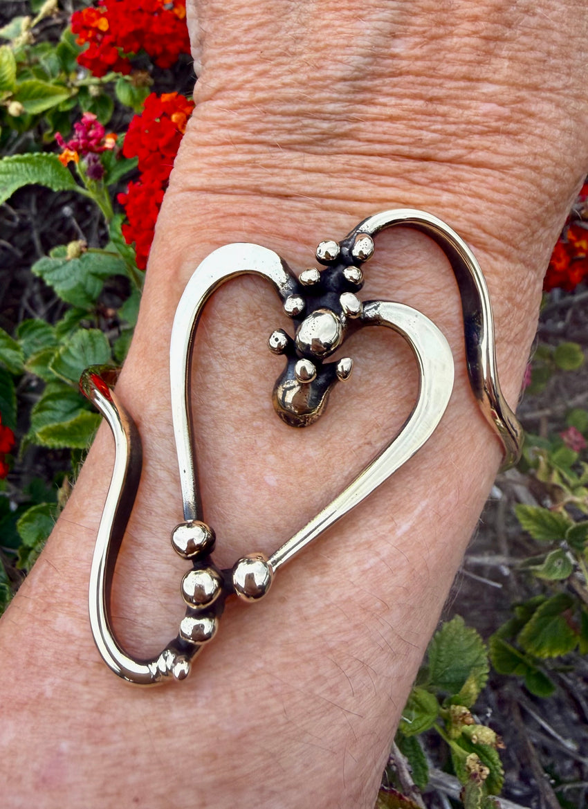 Bracelet Cuff Bronze Heart with Bubbles - JACK BOYD ART STUDIO & RON BOYD DESIGNS