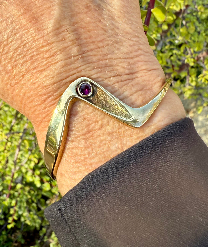 Vintage Cuff Braceket Bronze Amathyst