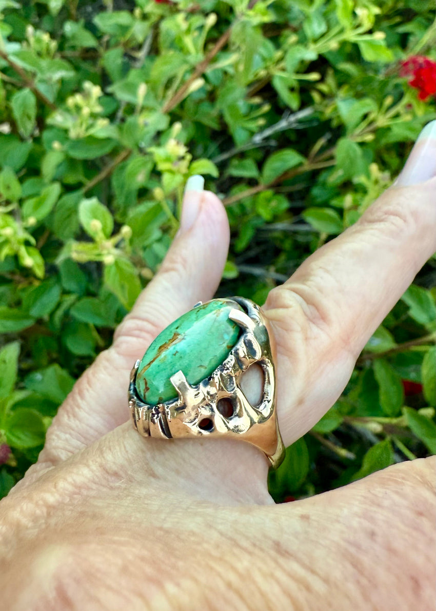 Ring Organic Bronze with Ubekistan Turquoise
