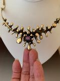 Vintage Necklace Bronze with Amethyst