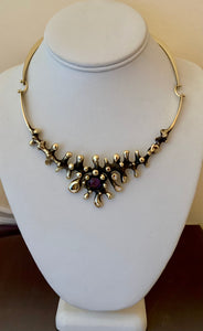 Vintage Necklace Bronze with Amethyst