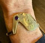 Vintage Bronze Cuff Bracelet with Amethyst by Jack Boyd