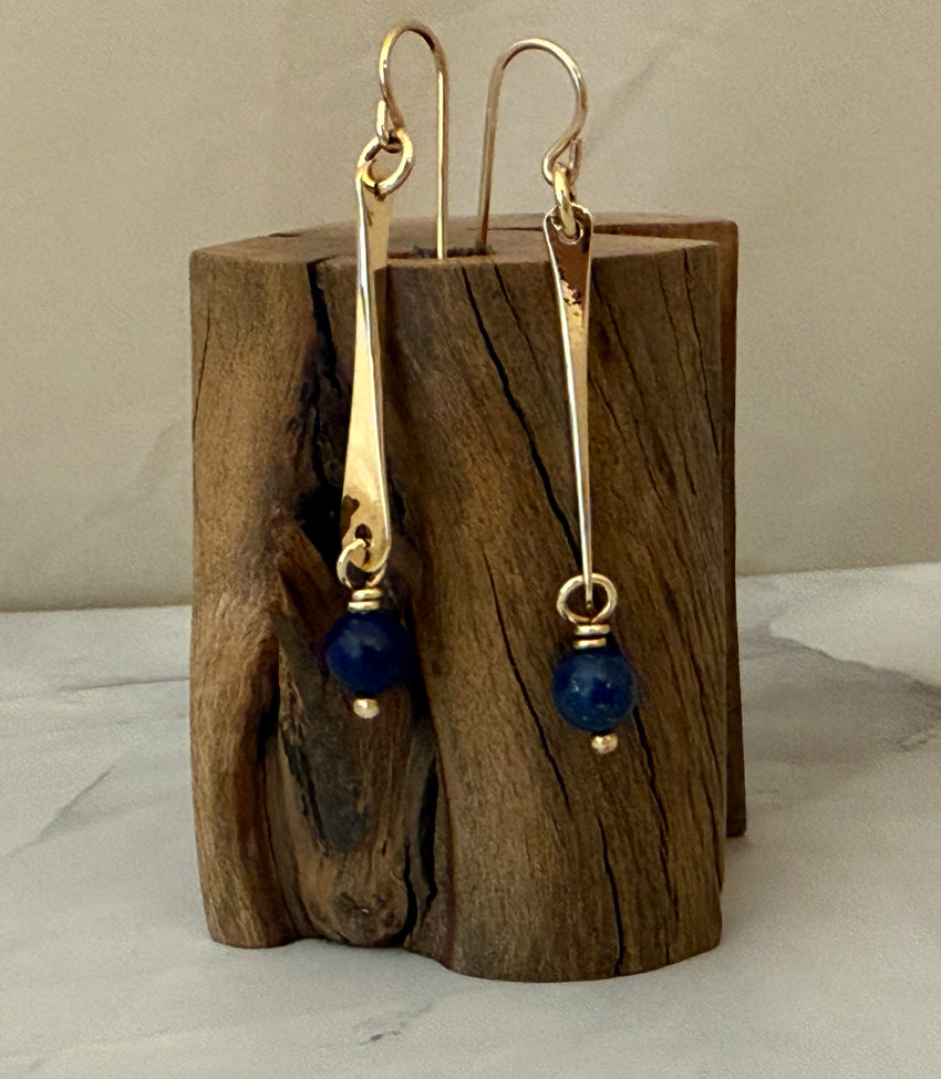 Earrings bronze dangle with Lapis