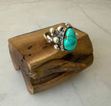 Ring Sterling Silver with Kingman Turquoise and silver bubble accents.