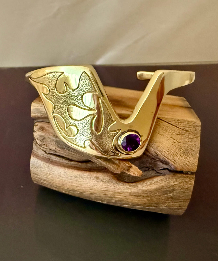 Vintage Bronze Cuff Bracelet with Amethyst by Jack Boyd