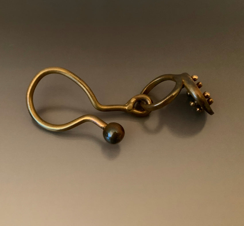 Hemoton Retro Large Circular Shaped Metal Keychain Key Holder Key Ring with  10 Rings (Bronze)