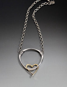 Necklace Sterling Silver Pendant with 14kg Heart