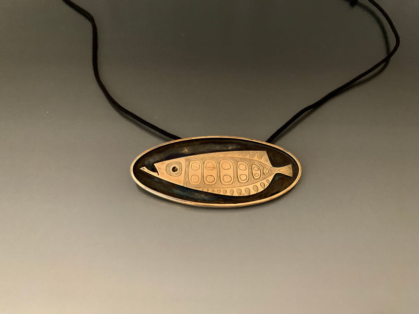 Vintage Bronze Fish Necklace