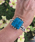 Cuff Bracelet Sterling Silver with Kingman Turquoise