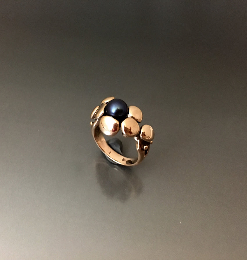 Ring Bubble bronze with pearl - JACK BOYD ART STUDIO and RON BOYD DESIGNS