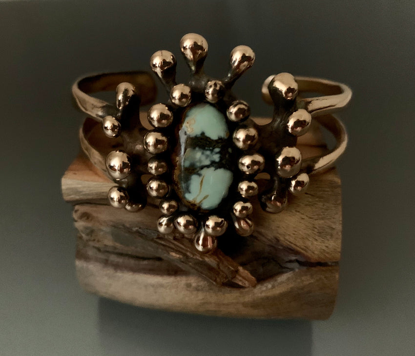 Cuff Bracelet Bronze with Seven Dwarf Turquoise