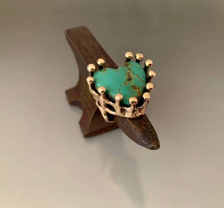 Ring Bronze Turquoise Heart