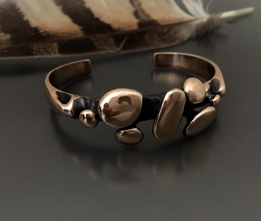 Bronze Carved Vertebrae Cuff Bracelet