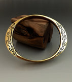 Oval Bronze Large Gauge Etched Bracelet