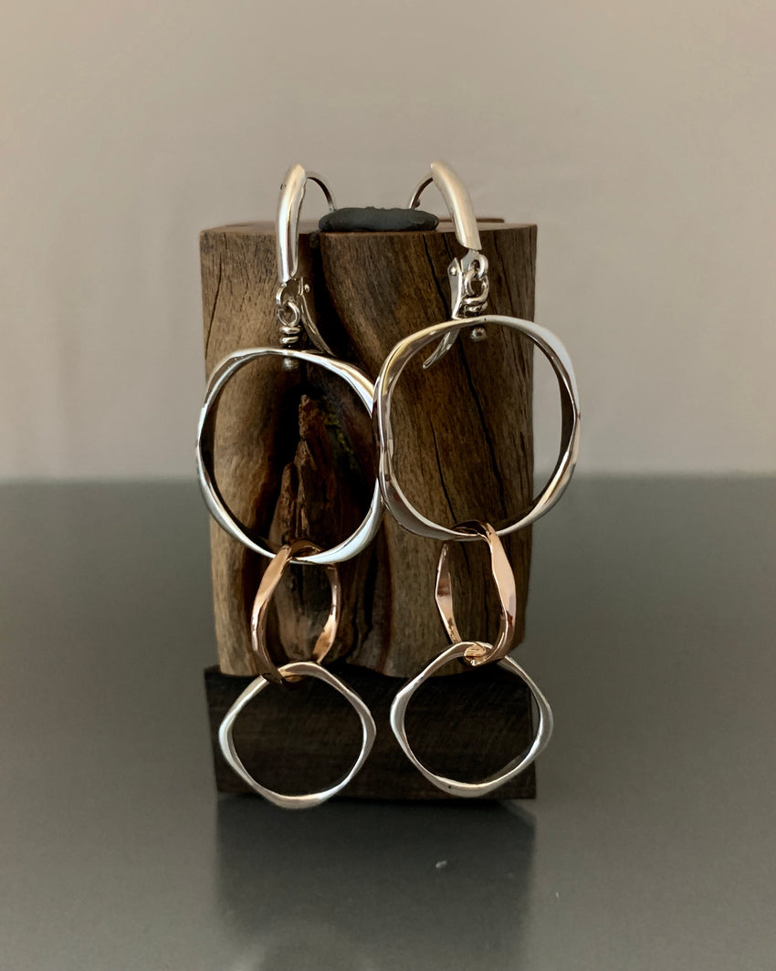 Earrings Sterling Silver and Rose Gold