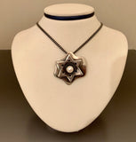 Vintage Necklace Sterling Silver And Pearl Star of David