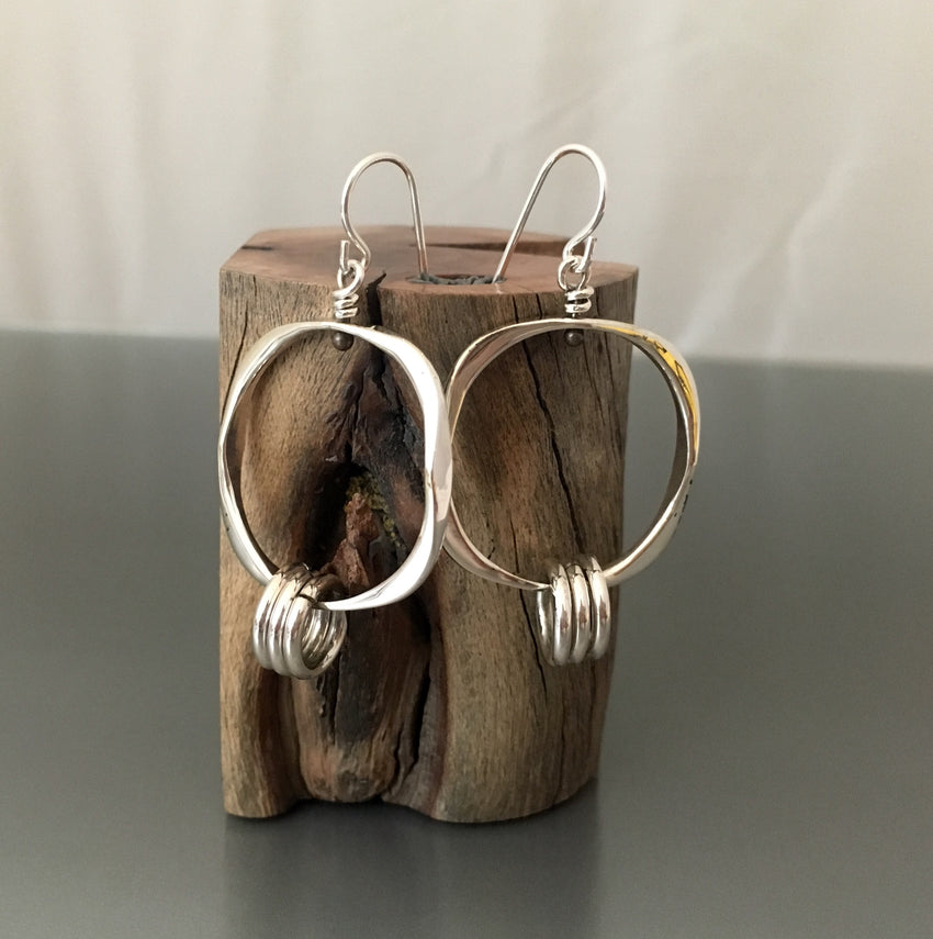 Sterling Silver Earrings with silver loops - JACK BOYD ART STUDIO and RON BOYD DESIGNS