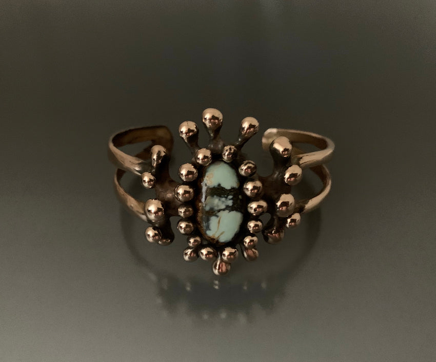 Cuff Bracelet Bronze with Seven Dwarf Turquoise
