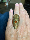 Vintage Scarab Ring Bronze with Citrine