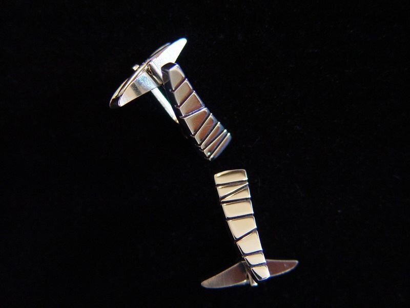 Sterling Silver Cufflinks with Modernist Etched Design