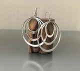 Sterling Silver Elliptical Triple Loop Earrings