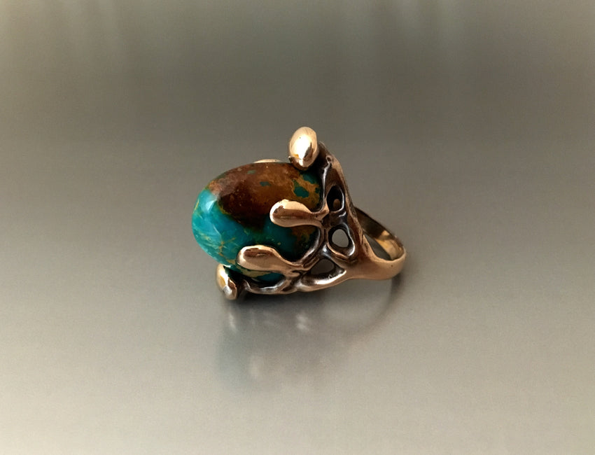 Ring Bronze Claw Turquoise - JACK BOYD ART STUDIO and RON BOYD DESIGNS