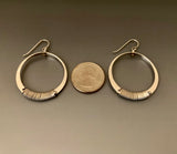 Sterling Silver Medium Loop Earrings with Wire Wrap Accent