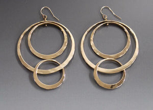 Earrings bronze double loop with smaller loop - JACK BOYD ART STUDIO and RON BOYD DESIGNS