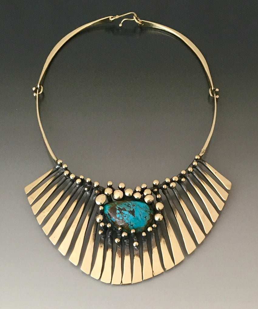 Bronze Turquoise Fan Necklace - JACK BOYD ART STUDIO and RON BOYD DESIGNS