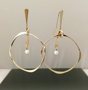 Bronze earring dangle with Pearl and loop - JACK BOYD ART STUDIO and RON BOYD DESIGNS