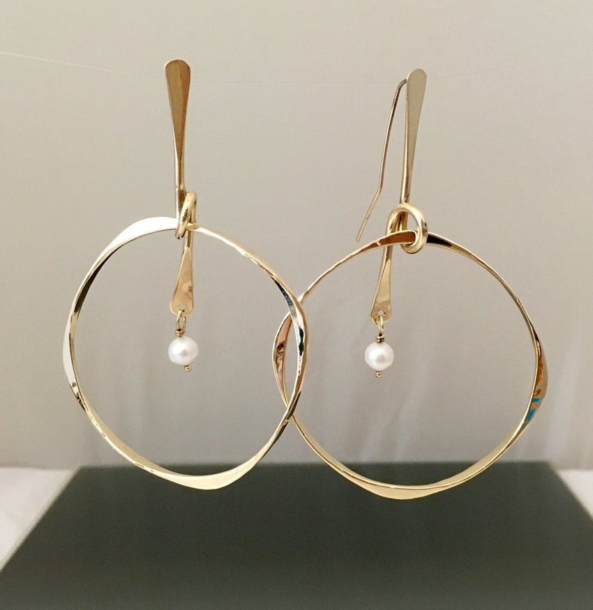 Bronze earring dangle with Pearl and loop - JACK BOYD ART STUDIO and RON BOYD DESIGNS
