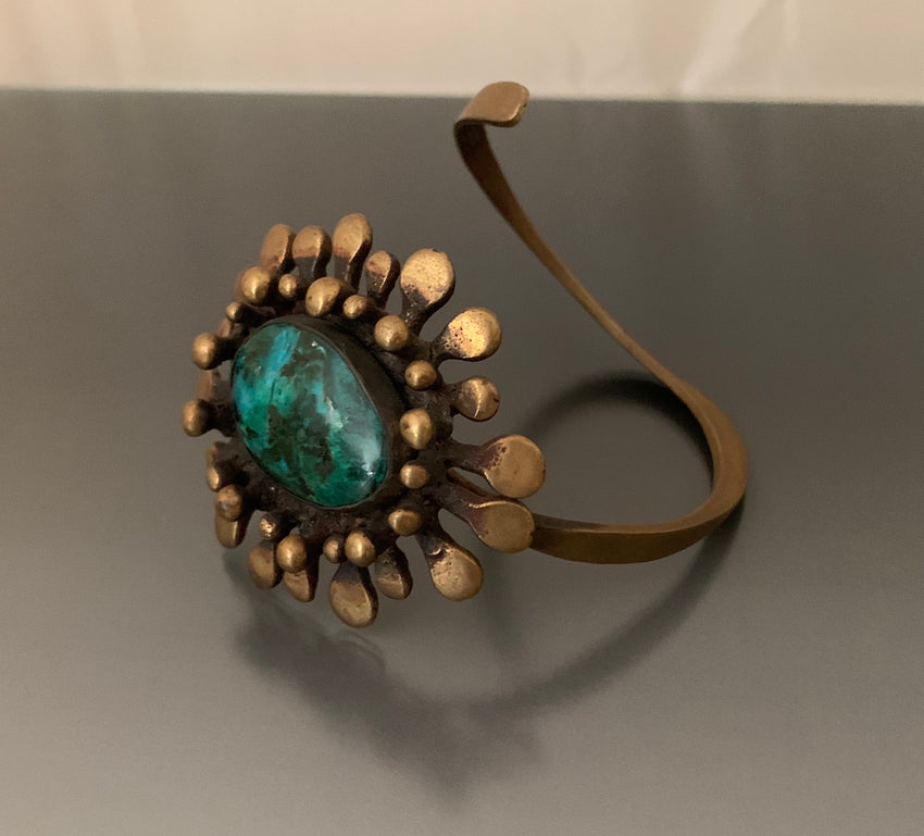 Vintage Bronze Wrap Chrysocolla Bracelet