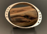 Sterling Silver Large Gauge Oval Shape Bracelet with Peg Accent