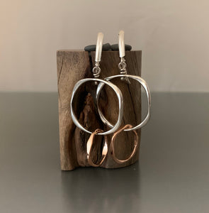 Sterling Silver and 14k Rose Gold Earrings