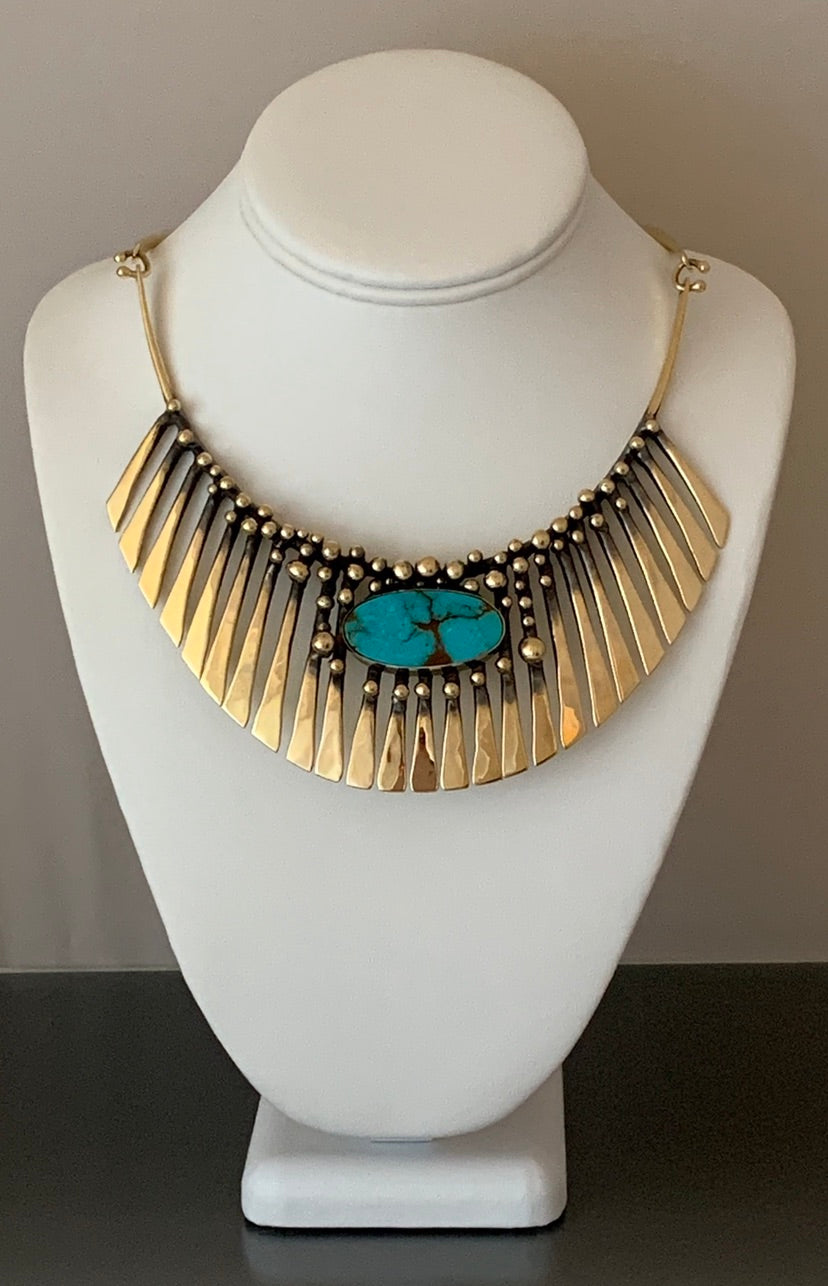 Bronze Turquoise Fan Necklace