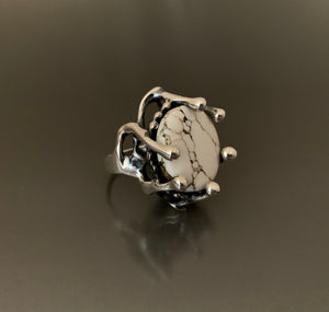 Ring Sterling Silver With White Buffalo Stone