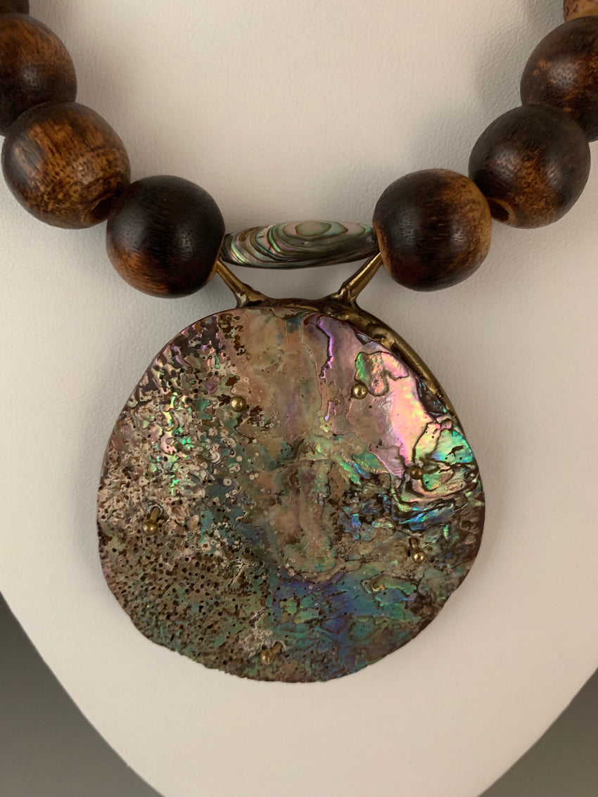 Vintage Abalone Bronze Necklace