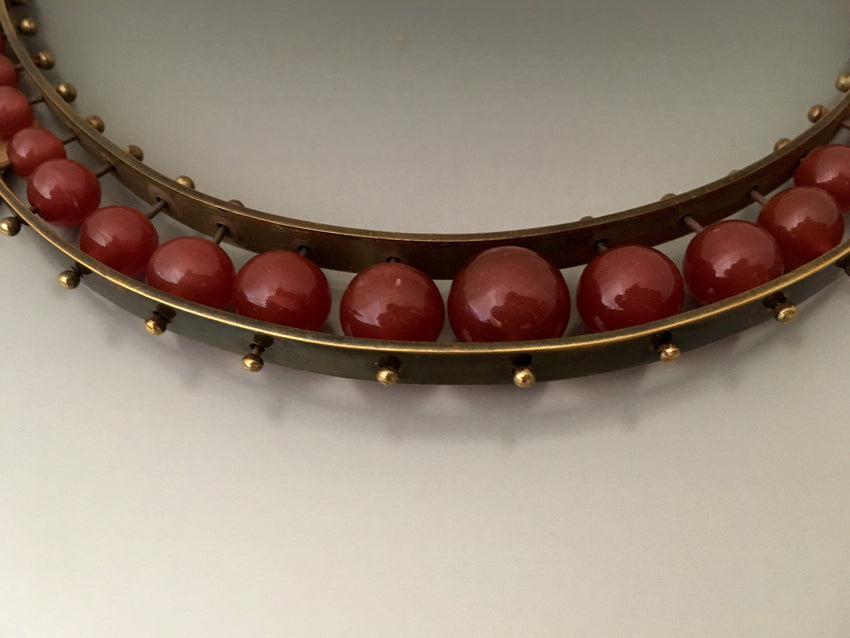 Vintage Necklace Carnelian and Bronze - JACK BOYD ART STUDIO and RON BOYD DESIGNS
