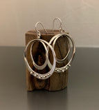 Sterling Silver Double Loop Earrings with Peg Accent