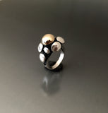 Sterling silver and 14k gold bubble ring