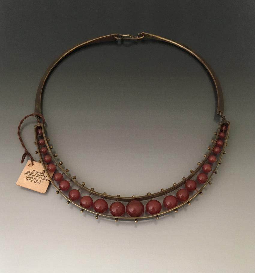 Vintage Necklace Carnelian and Bronze - JACK BOYD ART STUDIO and RON BOYD DESIGNS